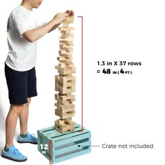 Giant Tower Stacking Game 4 Ft Tall – 54 Blocks, Carry Bag, Scoreboard Included