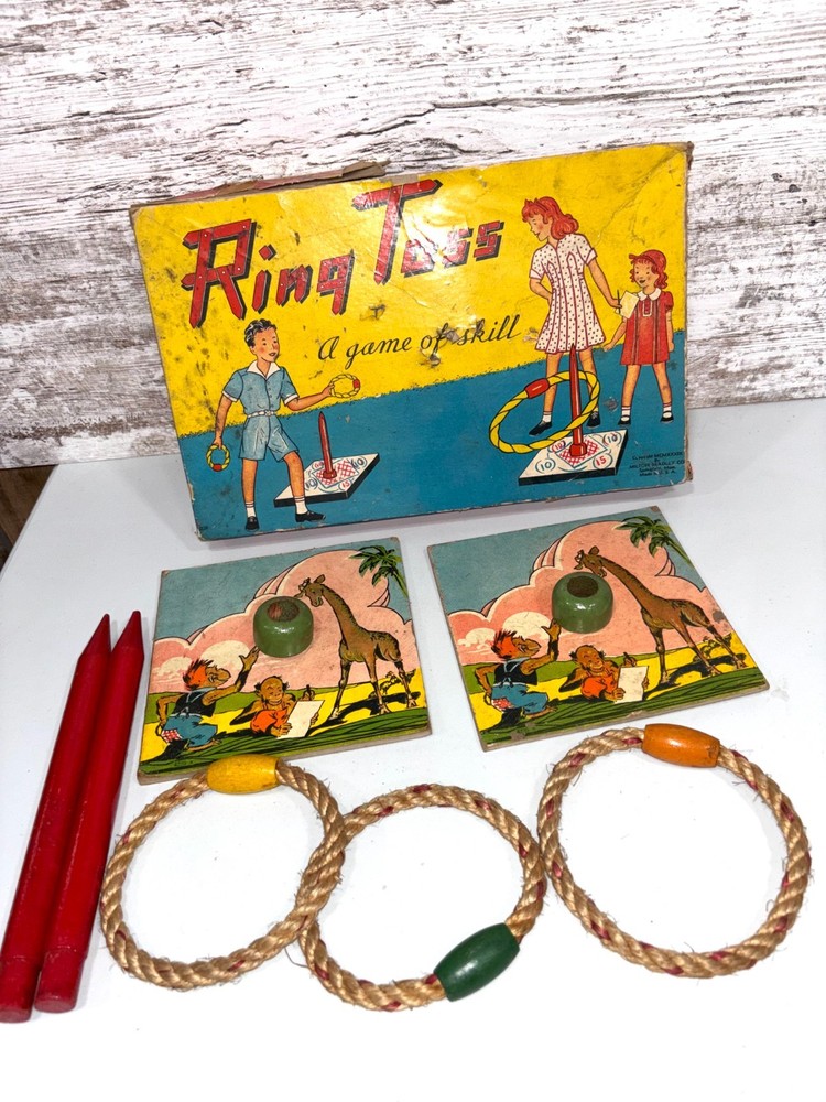 Vintage 1939 Milton Bradley Ring Toss Game 2-3 Players Complete Set 4228