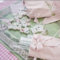 Case-Mate Mahjong Jelly Tote 4pc Set Card Pouch Rack Sleeve Tile Bag Pink NEW