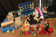 LOT OF BOARD GAME PIECES MONOPOLY CHICAGO IN A BOX CAREERS LOTS OF SILVER PIECES