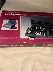 Cardinal Backgammon Set 1993 Premier Edition Padded Leatherette Case Complete