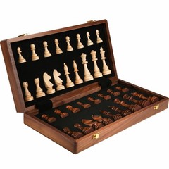15 Walnut Chess Set with Storage Board for Adults & Children 2 Players