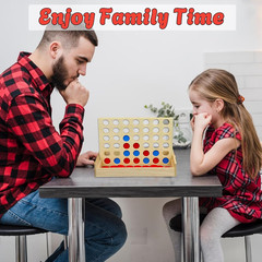 4 in a Row Wooden Connect Board Game, Foldable Line up 4 Game, Classic Strategy