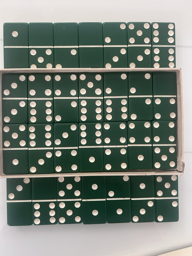 Puremco No. 616 Standard Marbelite Dominoes Green Tiles w/ Box Made in USA