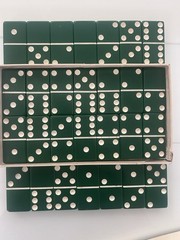 Puremco No. 616 Standard Marbelite Dominoes Green Tiles w/ Box Made in USA