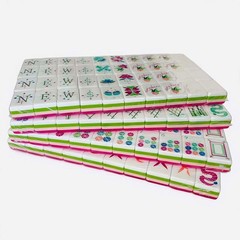 American Mahjong Game Set, 160 Magenta Pink and Green Layered Mahjong Tiles