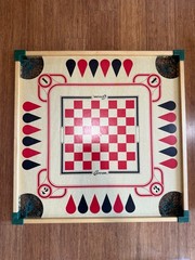 Vintage Carrom 108RS Game Board Complete w/ Box 100+ Games Checkers USA