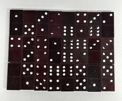 Lot Of 24 Vintage Dominoes Floral Design Cedar?