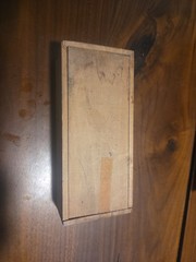 Lot of Vintage Wood Checkers In A Slide Top Dovetailed Wood Box- 30 Checkers.