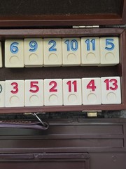 Vtg Rummikub Tile Game Set Complete Brown Faux Leather Case 4 Plastic Racks