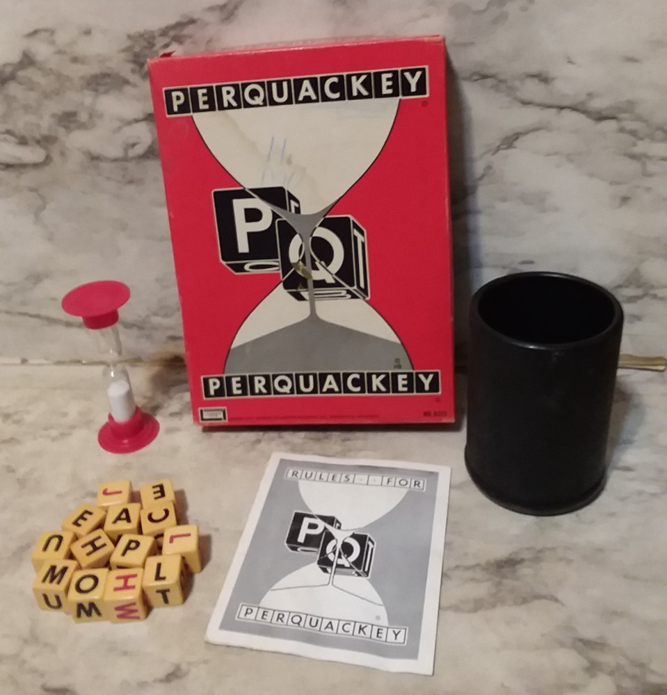 Vntg 1956 Lakeside PERQUAKEY Dice Game – Boggle Style Word Game – Complete