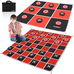 Quadpro 2-in-1 Giant Checkers & Tic Tac Toe Game Set Outdoor Backyard Game