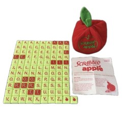 Scrabble Apple Word Game Zip-Up Bag Pouch Letter Pieces Classic Board Complete