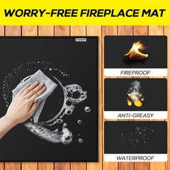 Hearth Rugs for Fireplaces Fire Resistant,48×28 inches 48x28inch, Black