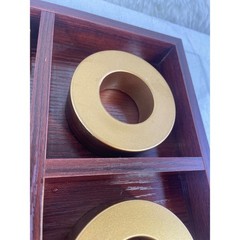 Large Decorative Gold and Wood Tic Tac Toe Coffee Table Game Set 12×12 Board