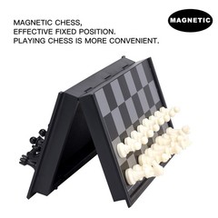 10 Inches Magnetic Travel Chess Set with Folding Chess Board – 2 Extra Queens…