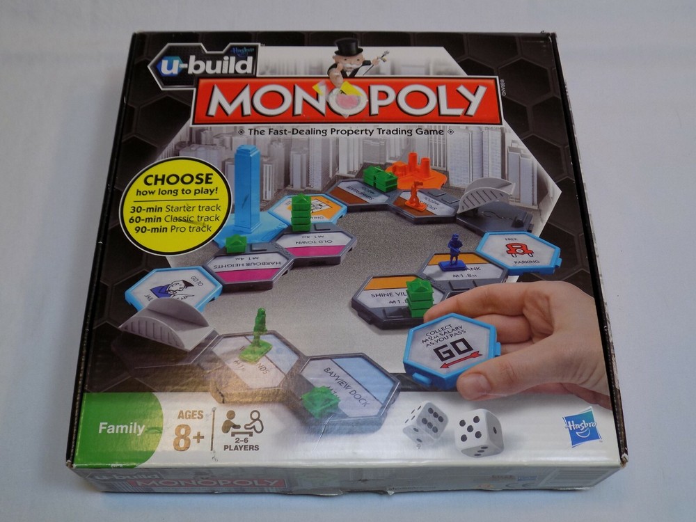 Hasbro U-Build Monopoly Family Board Game COMPLETE 2-6 Players Property Trading