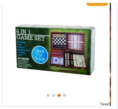 6 in 1 Game Set Portable Chess, Checkers, Backgammon, Dominoes, Cribbage, Cards