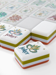 160 American Mahjong Tiles 4-Layer Acrylic Dark Orange Theme Engraved Set