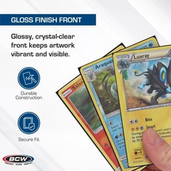 BCW Elite2 Glossy Card Sleeves – Azure |100ct | Crystal-Clear Front | Text