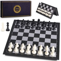 10 Inches Magnetic Travel Chess Set with Folding Chess Board – 2 Extra Queens…