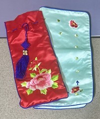 Vintage Korean Yut Nori Game Silky Embroidered Fabic Floral Design Original