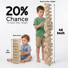 Giant Tower Stacking Game 4 Ft Tall – 54 Blocks, Carry Bag, Scoreboard Included