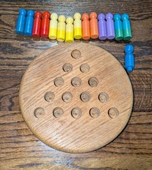 Vintage Knock On Wood Frustration Peg Jump Game Handmade Ithaca Freeville York