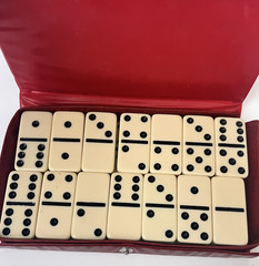 Vintage Domino By Cardinal 28 Dominoes Set Double Six In Vinyl Case