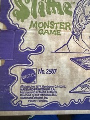 Vintage Slime Monster Board Game. Mattel 1977 – 2387. Near Complete. RARE.