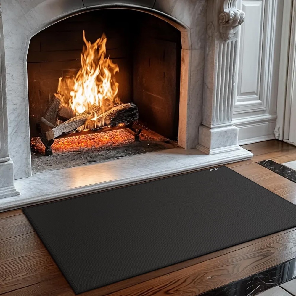 Hearth Rugs for Fireplaces Fire Resistant,48×28 inches 48x28inch, Black