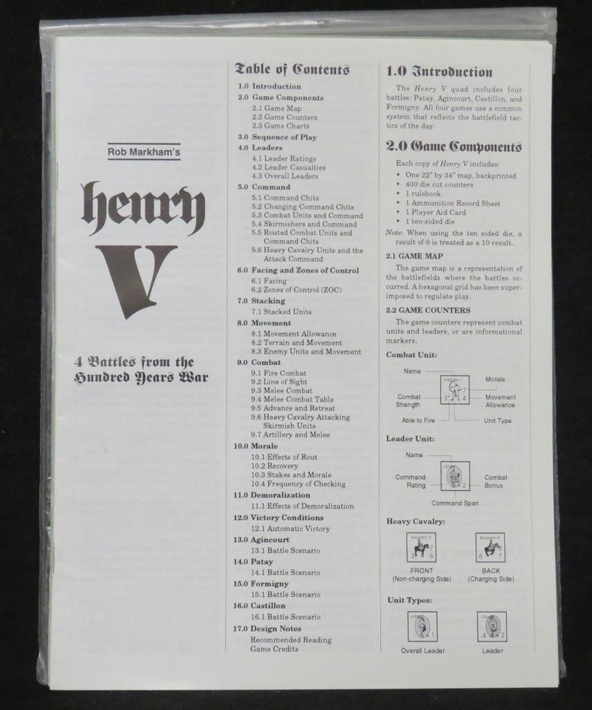 3W Game : HENRY V – 4 Battles from the Hundred Years War (UNPUNCHED)