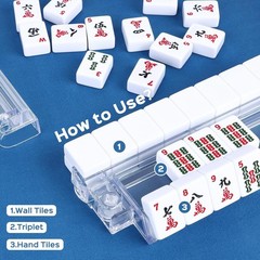 Mahjong Racks with Pushers, 4PCS Mahjong All-in-One Tile Rack and Pusher, Cle…