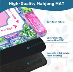 Colorful Mahjong Mat 33″x33″ Pink Floral Non-Slip Game Mat 3mm