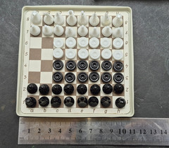 Vintage USSR Magnetic Travel Chess & Checkers Set 2in1 Soviet Board Game