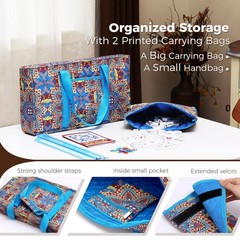 Kyerlish American Mahjong Tile Set with Blue Printed Carrying Bag, Print