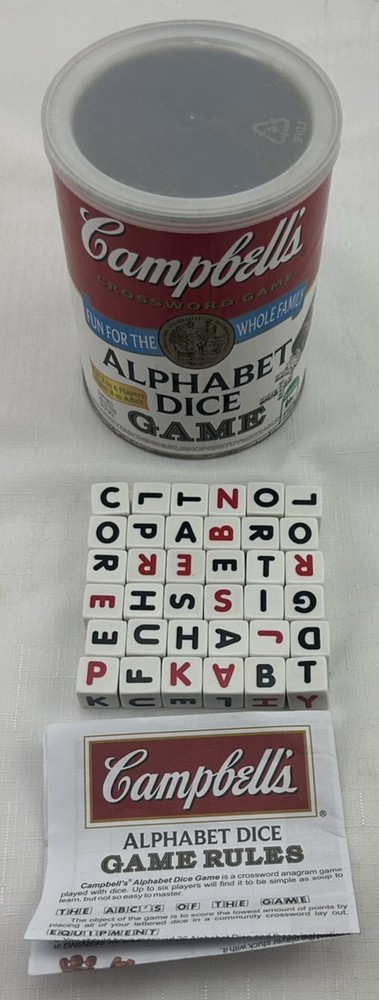 2011 Campbell’s Alphabet Dice Game by TDC Games Complete Great Cond FREE SHIP