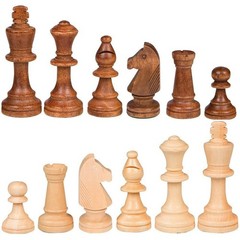 2 in 1 Chess Pieces Wood Chess Pieces + Checker Pieces without Board (3.5 Inches