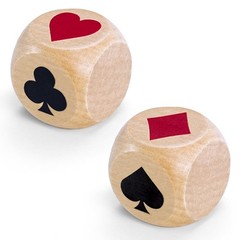 Trump Marker Dice Set 2PCS – Wooden Euchre Cube 1.57” with Black Velvet Storage