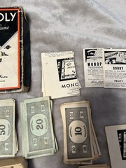 Vintage 1930s Monopoly Black Box Patent 2026082 Parts Money No Board As-Is
