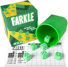 Farkle Dice Game 6 Dice Storage Cup Scorecards Family Game Ages 8+ 2-8 Players
