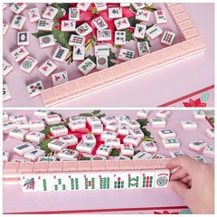 TIASUSAN American Mahjong Tile Set with 166 Quality Acrylic Tiles (1.2″ Pink,…
