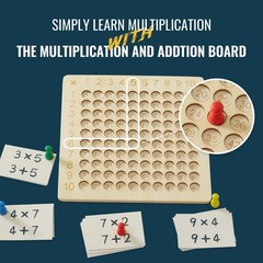 Asweets 2 in 1 Wooden Montessori Multiplication Addition Board Game Montessor…