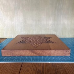 Vintage Handmade Solid Wood 2-Sided Game Board:Chinese Checkers & Aggravation