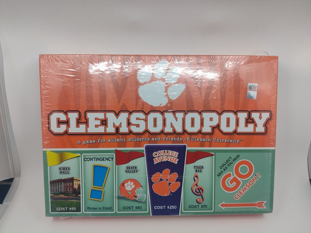 NEW CLEMSON UNIVERSITY Clemsonopoly Monopoly Board Game 2-5 Players: Ages 8+