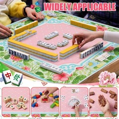 Floral Mahjong Table Covers 31.5″ x 31.5″ with Carrying Mahjong Mat for Table