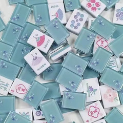 160 American Mahjong Tiles 3-Layer Acrylic Blue Butterfly Pattern Engraved Set