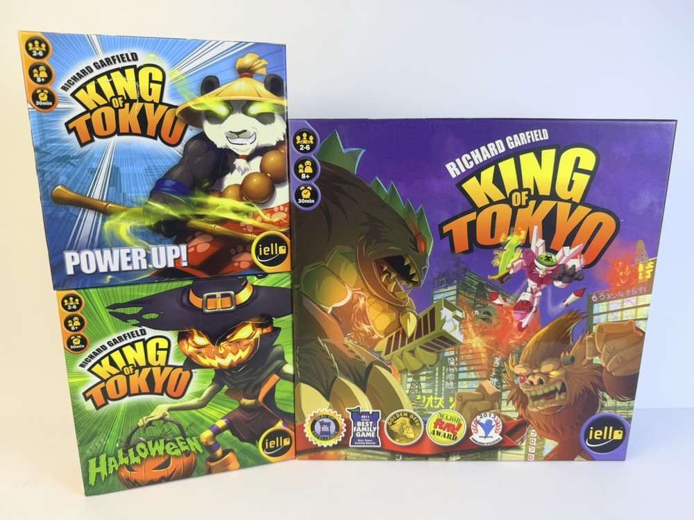 King Of Tokyo Richard Garfield Board Game with Halloween & Power Up Expansions!