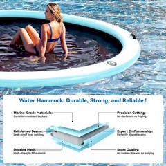 Inflatable Floating Dock 10 Round 4in Woven Fabric Pool Lake Ocean 1-2 2-8 Ring