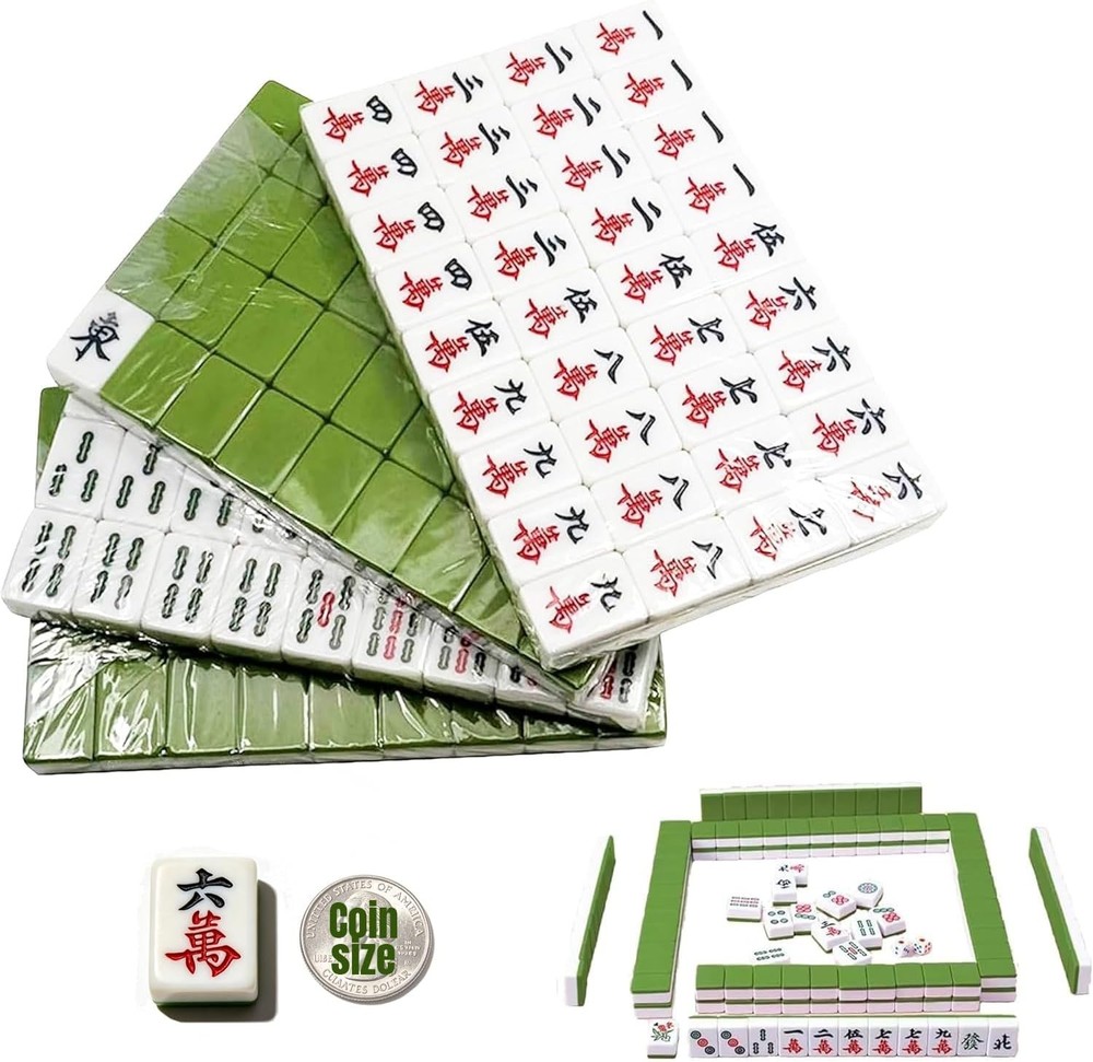 Mini Chinese Mahjong Set – 144Pcs Traditional Travel Game with Case, Portable Sm